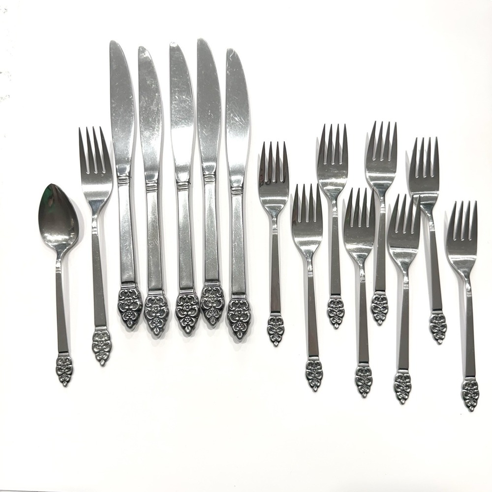 Oneida ONEIDACRAFT Deluxe NORDIC CROWN Set Of 15 Stainless MCM Flatware